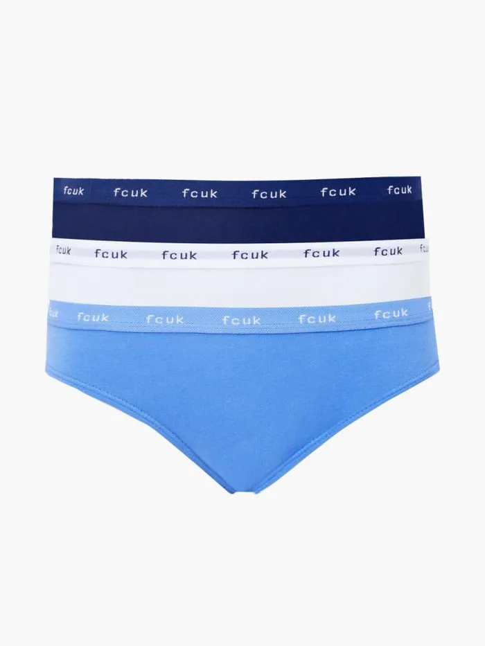 French Connection FCUK 3 Pack Briefs Navywhiteblue Women Underwear and Socks