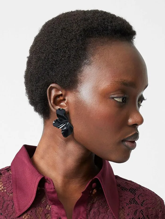 French Connection Flower Piece Earrings Black Women Jewellery