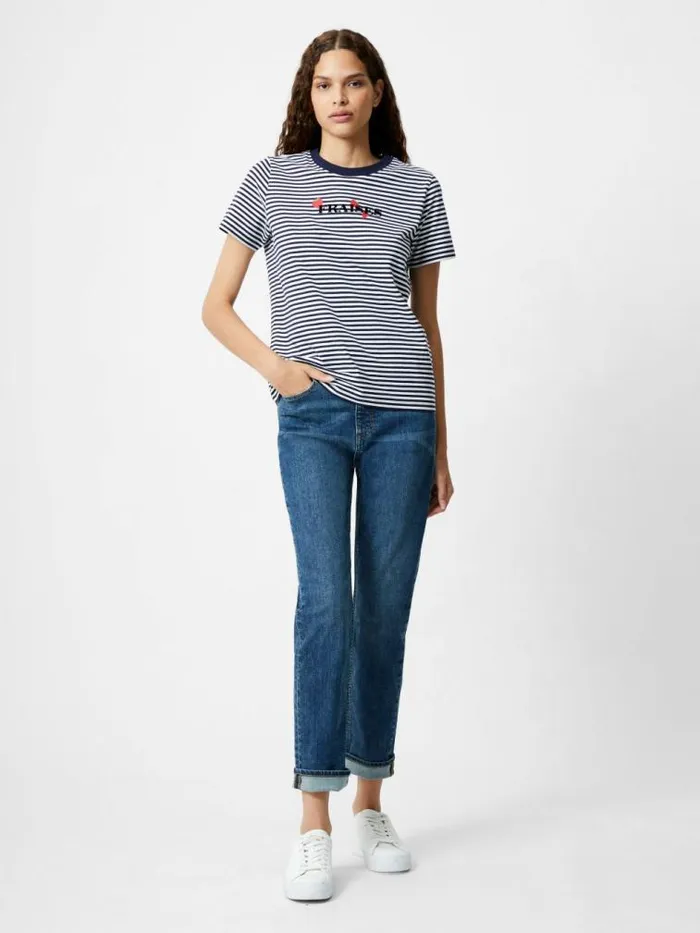 French Connection Fraises Stripe TShirt Midnightwhite Women Tops
