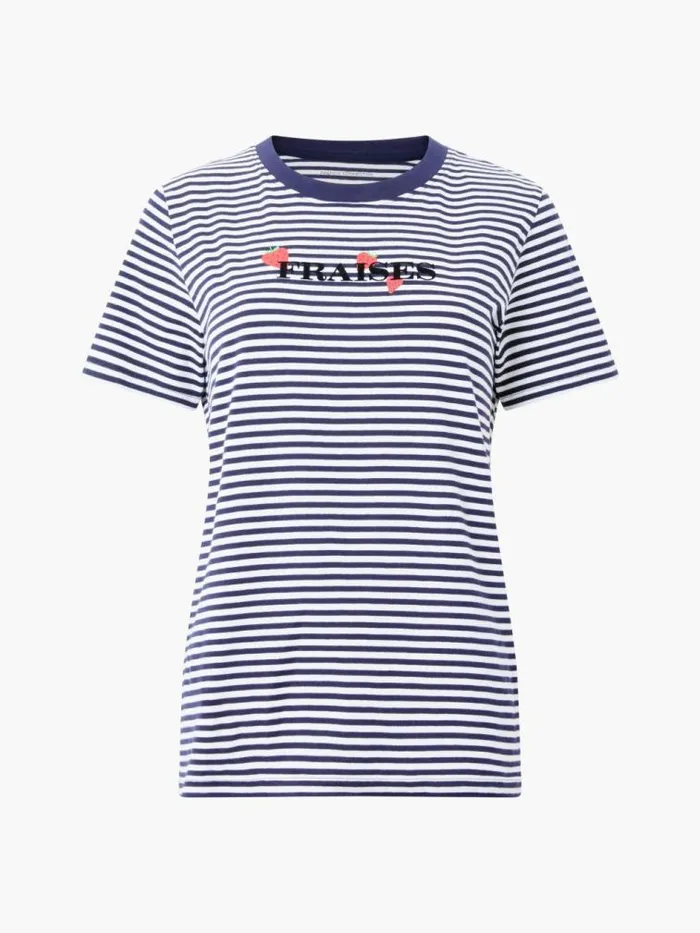 French Connection Fraises Stripe TShirt Midnightwhite Women Tops