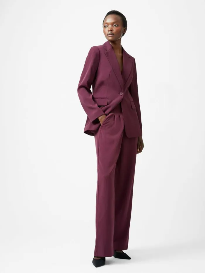 French Connection Harrie Suiting Jacket Burgundy Red Women Coats and Jackets