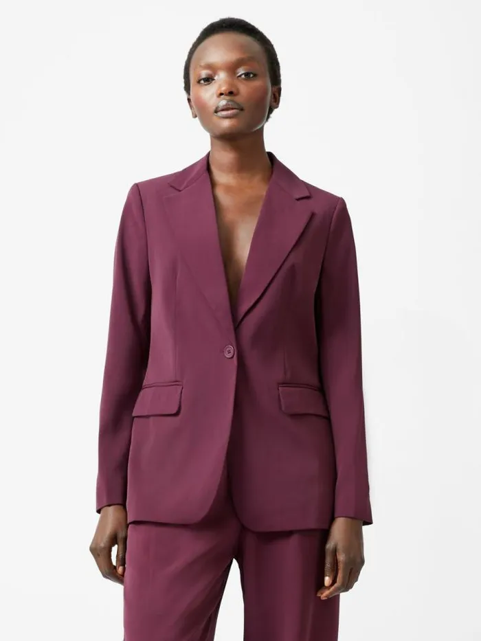 French Connection Harrie Suiting Jacket Burgundy Red Women Coats and Jackets