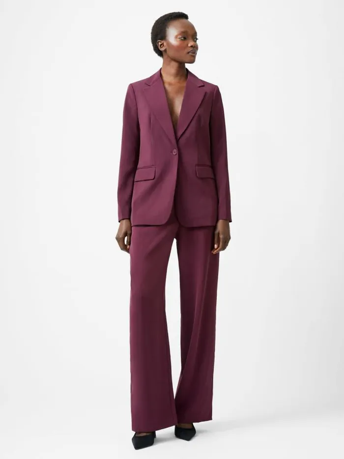French Connection Harrie Suiting Jacket Burgundy Red Women Coats and Jackets
