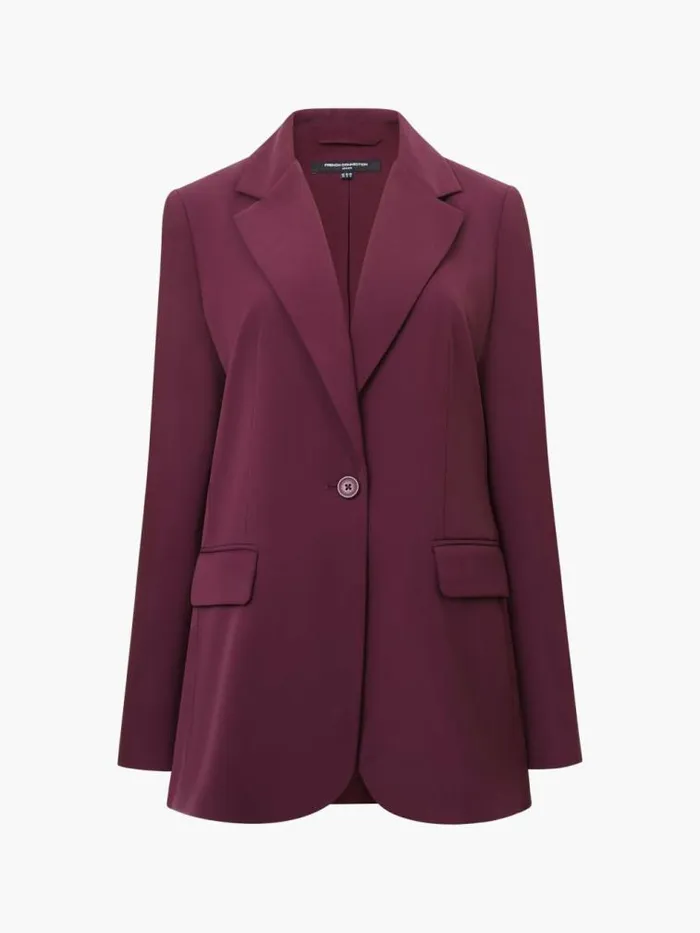 French Connection Harrie Suiting Jacket Burgundy Red Women Coats and Jackets