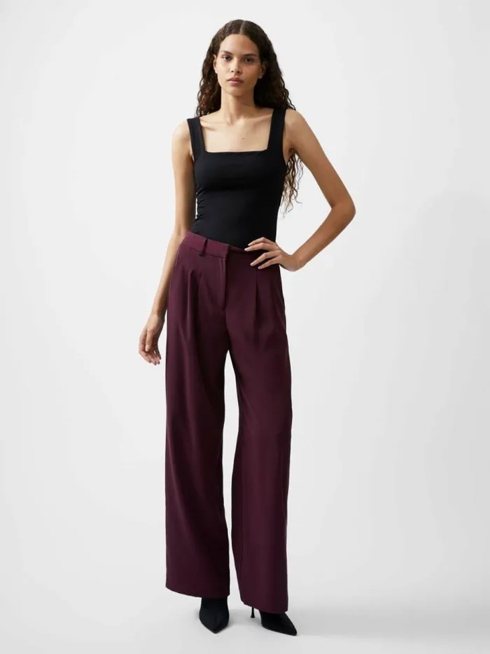 French Connection Harrie Tailored Trousers Burgundy Red Women Trousers