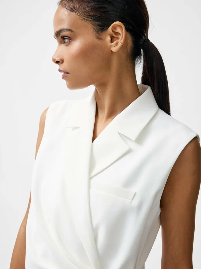 French Connection Harrie Tailored Wrap Waistcoat Summer White Women Tops