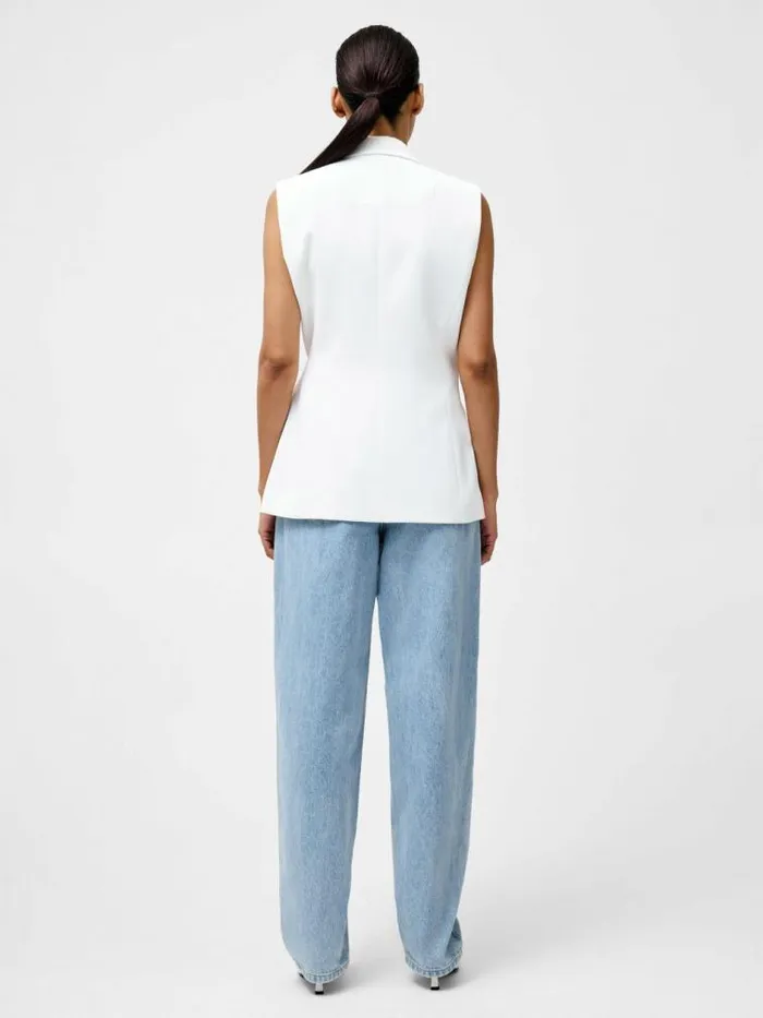 French Connection Harrie Tailored Wrap Waistcoat Summer White Women Tops