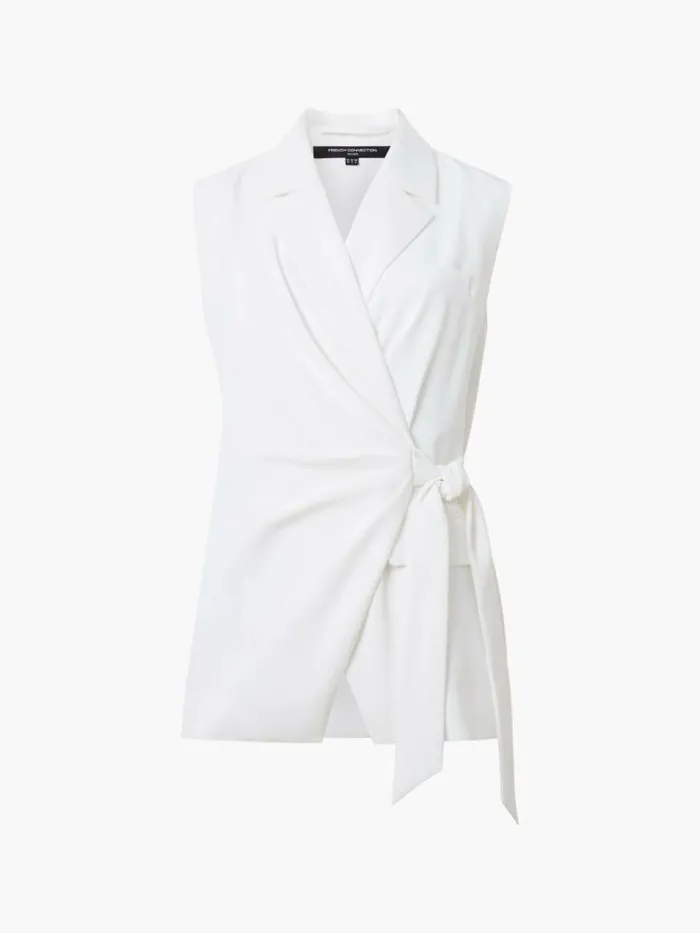 French Connection Harrie Tailored Wrap Waistcoat Summer White Women Tops