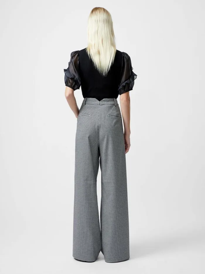 French Connection Holden Houndstooth Wide Leg Trousers Blackecru Women Trousers