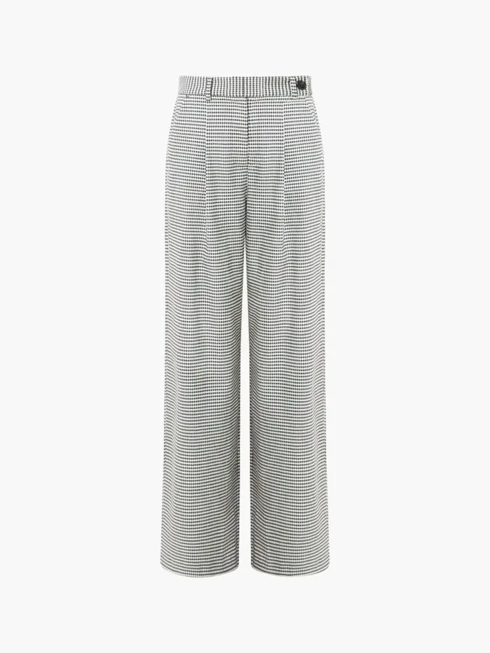 French Connection Holden Houndstooth Wide Leg Trousers Blackecru Women Trousers