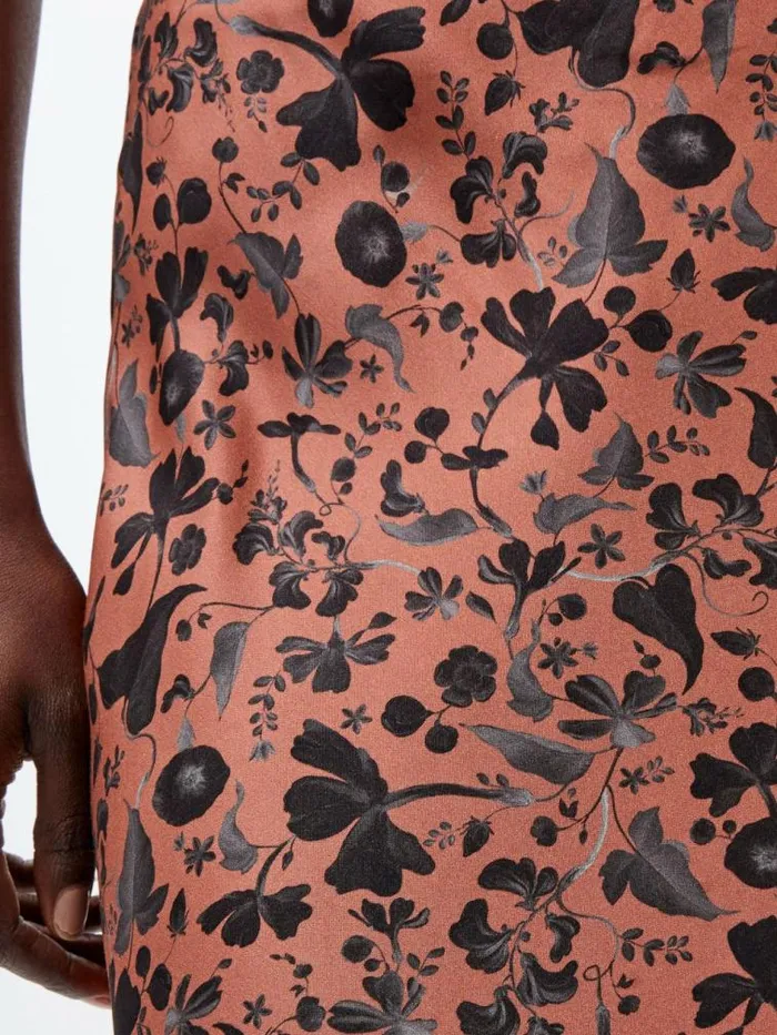 French Connection Jeannie Ennis Eco Satin Maxi Skirt Russet Brown Multi Women Skirts