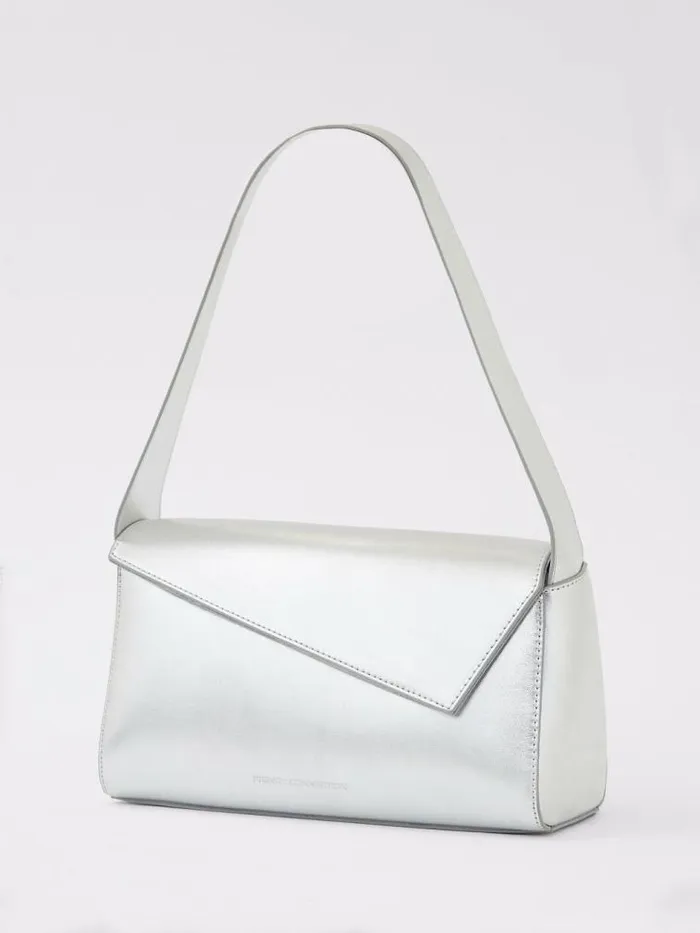 French Connection Jeenaa X Metallic Envelope Bag High Shine Silver Women Bags and Purses