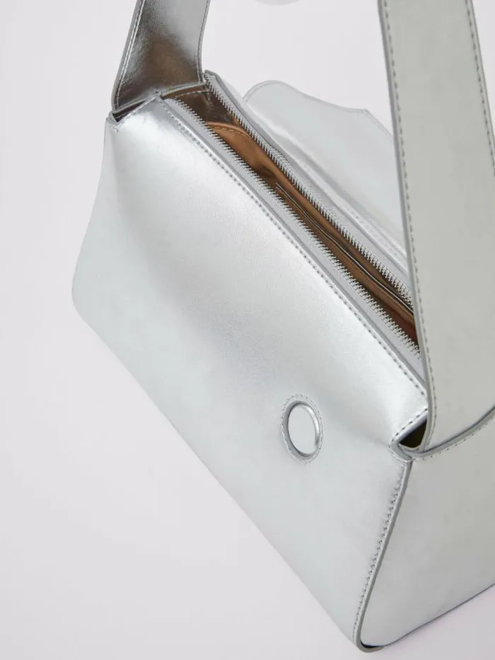 French Connection Jeenaa X Metallic Envelope Bag High Shine Silver Women Bags and Purses