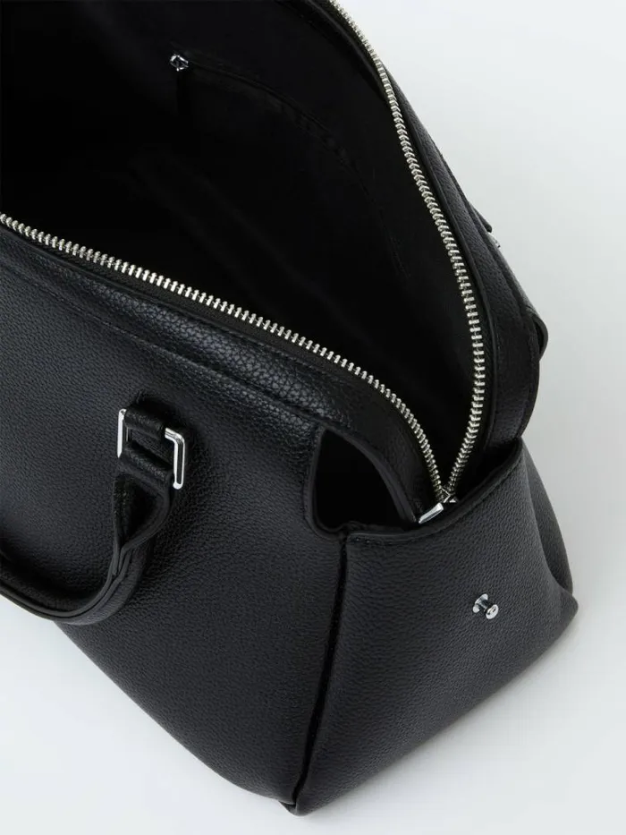 French Connection Jeenaa X Textured Bowling Bag Textured Black Women Bags and Purses