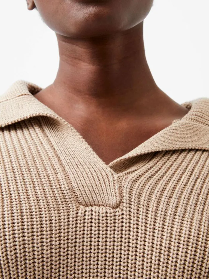 French Connection Joss Collared Jumper Camel Women Jumpers and Cardigans