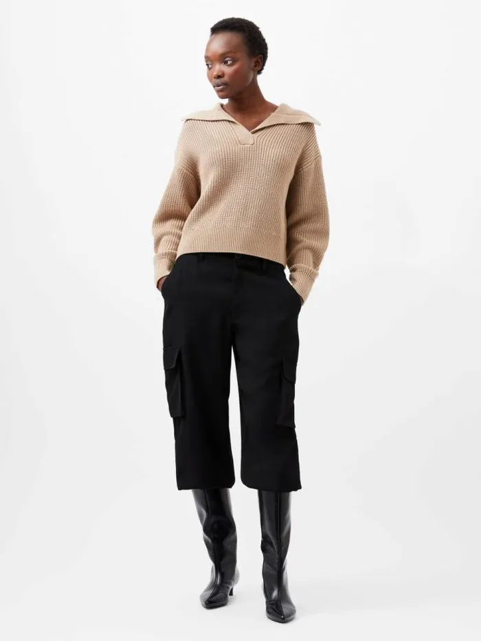 French Connection Joss Collared Jumper Camel Women Jumpers and Cardigans