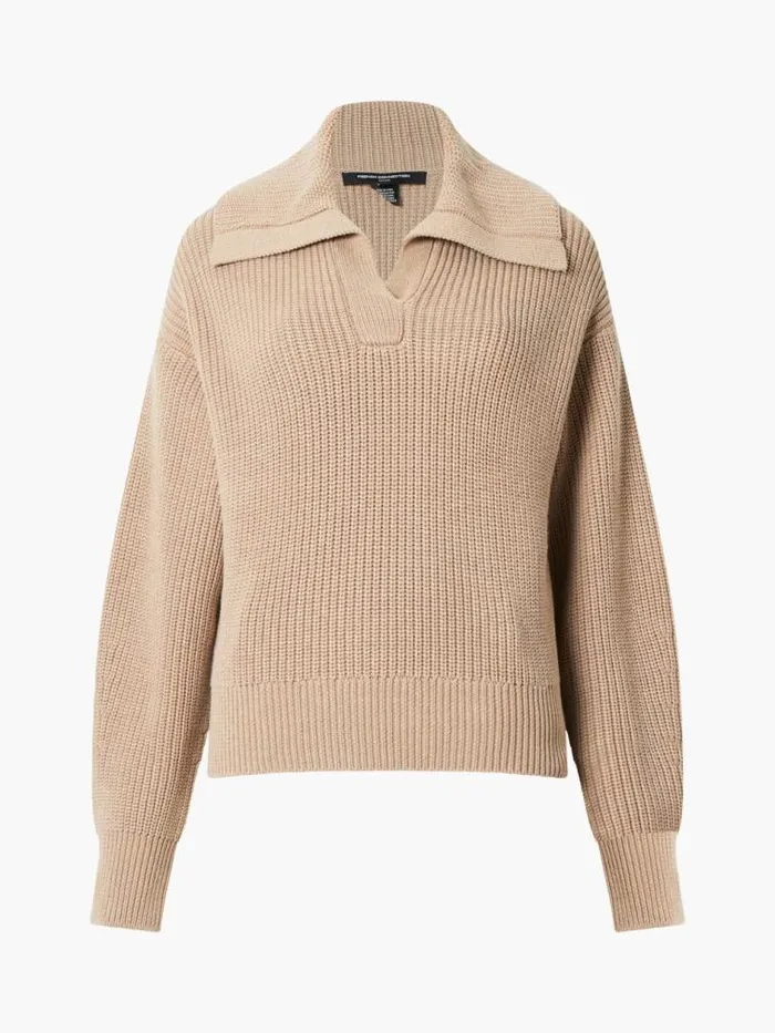 French Connection Joss Collared Jumper Camel Women Jumpers and Cardigans