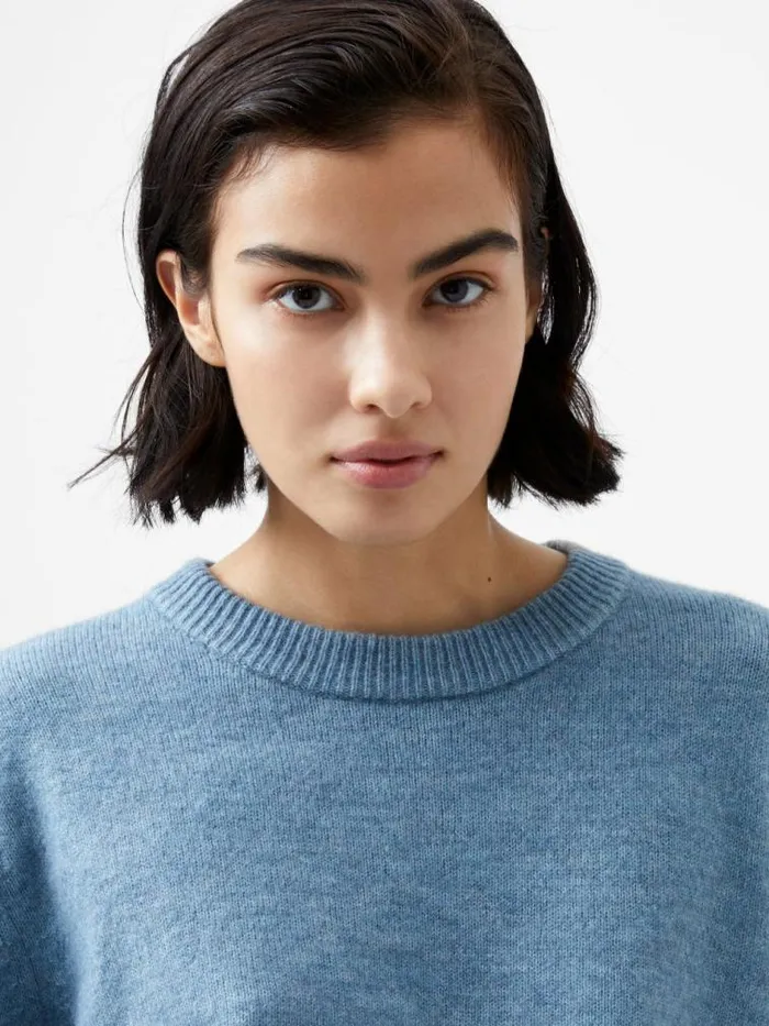 French Connection Kesia Recycled Crew Neck Jumper Dusted Blue Women Jumpers and Cardigans