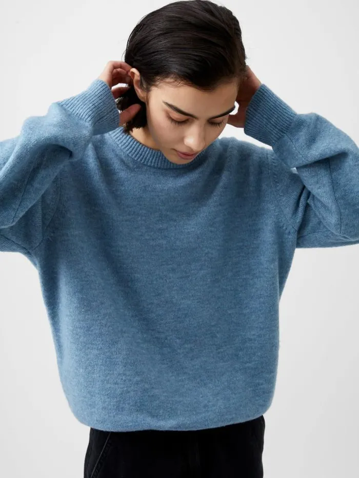 French Connection Kesia Recycled Crew Neck Jumper Dusted Blue Women Jumpers and Cardigans