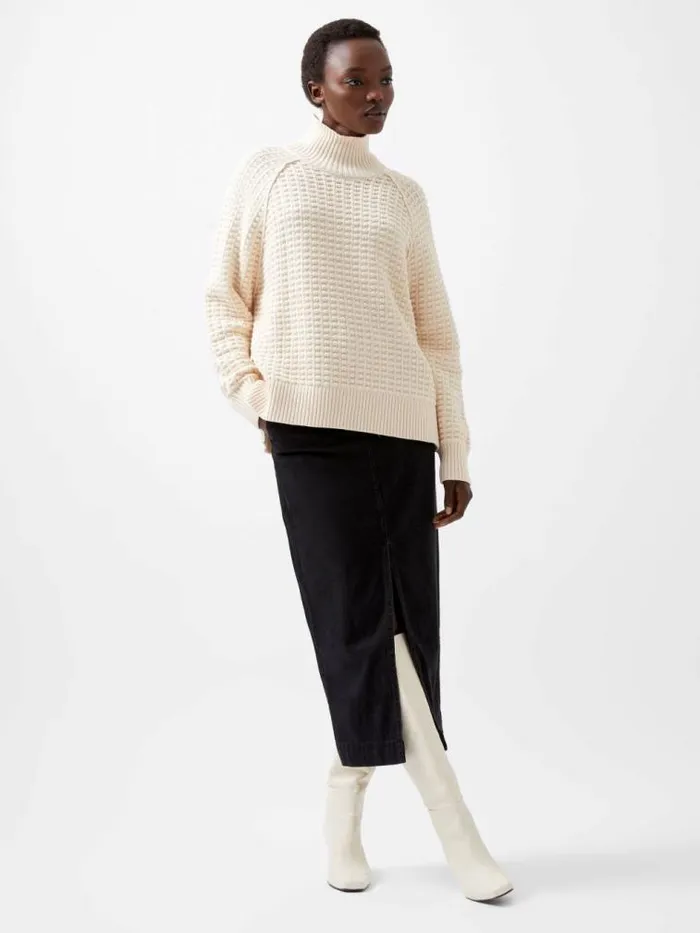 French Connection Keya Popcorn Knit Mozart Jumper Cream Women Jumpers and Cardigans