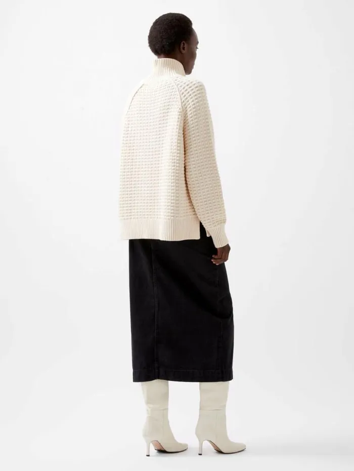 French Connection Keya Popcorn Knit Mozart Jumper Cream Women Jumpers and Cardigans