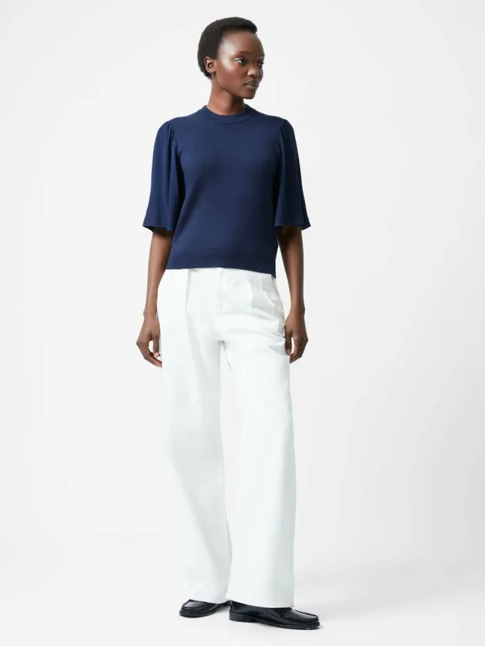 French Connection Krista Knits Flared Sleeve Jumper Marine Women Jumpers and Cardigans