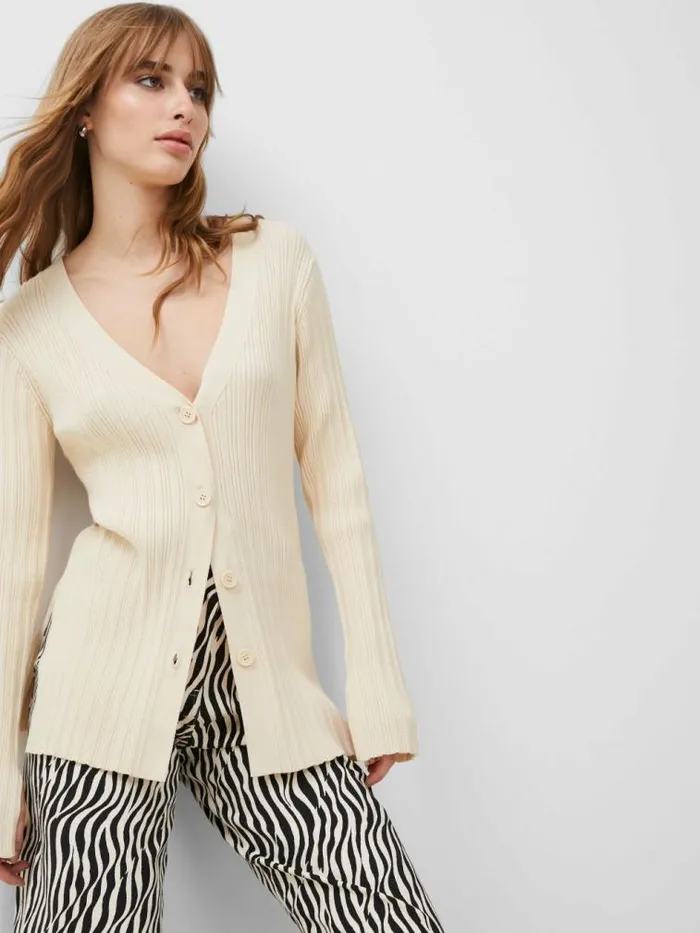 French Connection Leonora Recycled Cardigan Classic Cream Women Jumpers and Cardigans