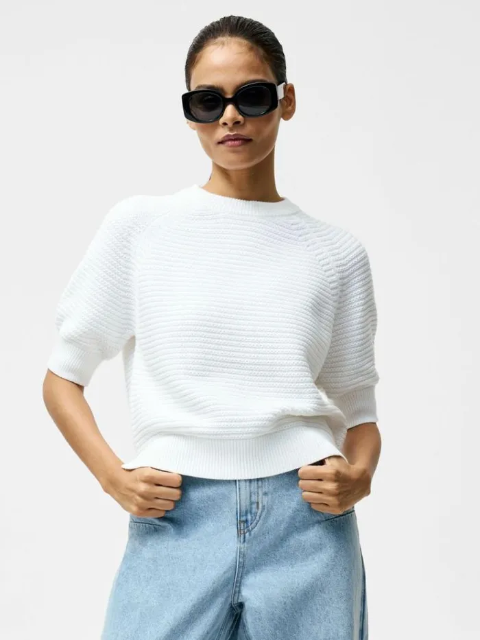 French Connection Lily Crew Neck Short Sleeve Jumper Linen White Women Jumpers and Cardigans French Connection Lily Crew Neck Short Sleeve Jumper Linen White Women Jumpers and Cardigans