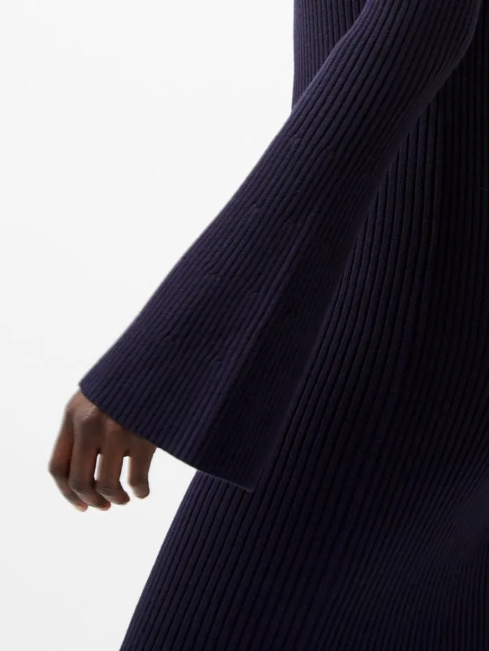 French Connection Lolly Mari Flare Sleeve Knit Dress Marine Women Dresses