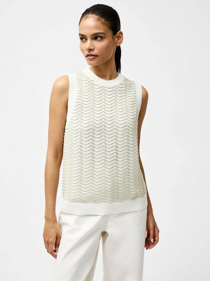 French Connection London Sleeveless Wave Knit Jumper Pistachiocream Women Jumpers and Cardigans French Connection London Sleeveless Wave Knit Jumper Pistachiocream Women Jumpers and Cardigans