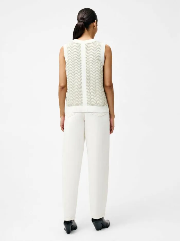 French Connection London Sleeveless Wave Knit Jumper Pistachiocream Women Jumpers and Cardigans