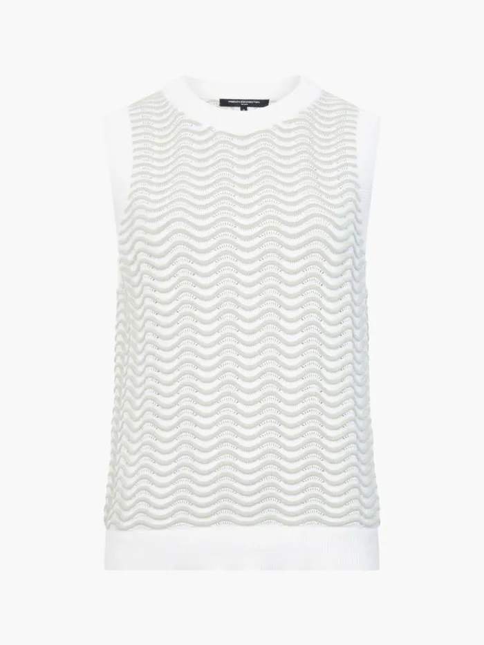 French Connection London Sleeveless Wave Knit Jumper Pistachiocream Women Jumpers and Cardigans