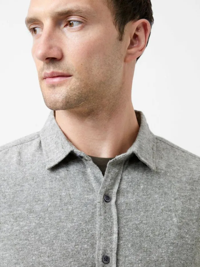 French Connection Long Sleeve Flannel Shirt Light Green Olive Men Shirts