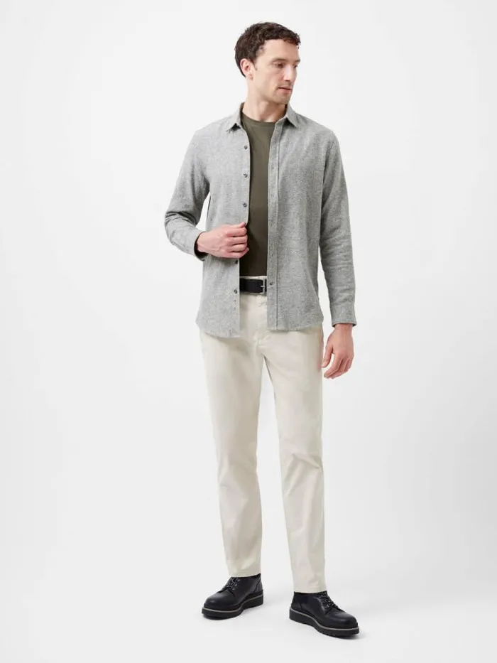 French Connection Long Sleeve Flannel Shirt Light Green Olive Men Shirts