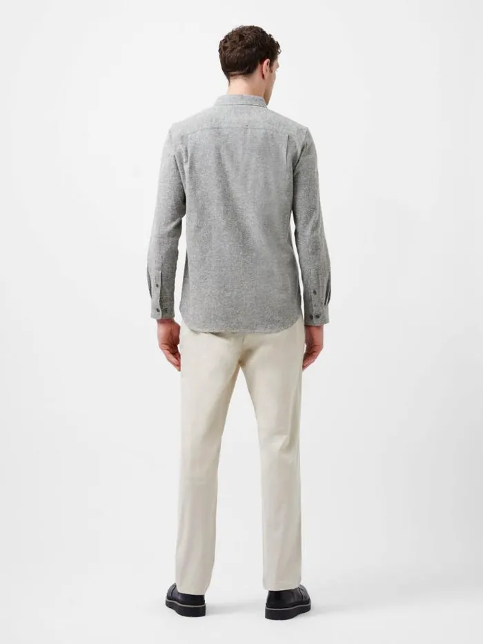 French Connection Long Sleeve Flannel Shirt Light Green Olive Men Shirts