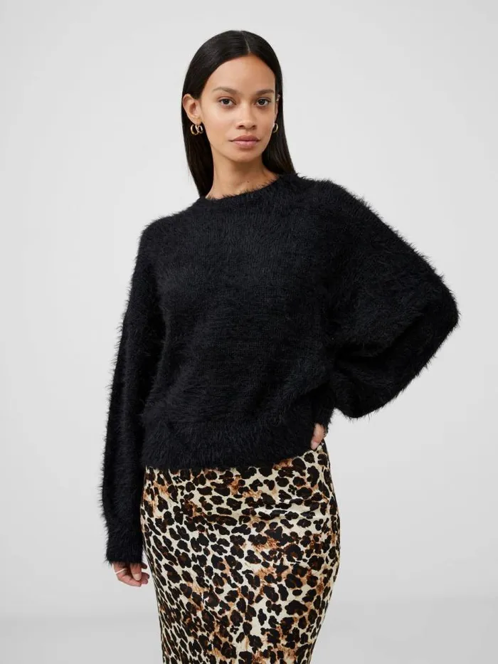 French Connection Meena Fluffy Boat Neck Jumper Blackout Women Jumpers and Cardigans French Connection Meena Fluffy Boat Neck Jumper Blackout Women Jumpers and Cardigans