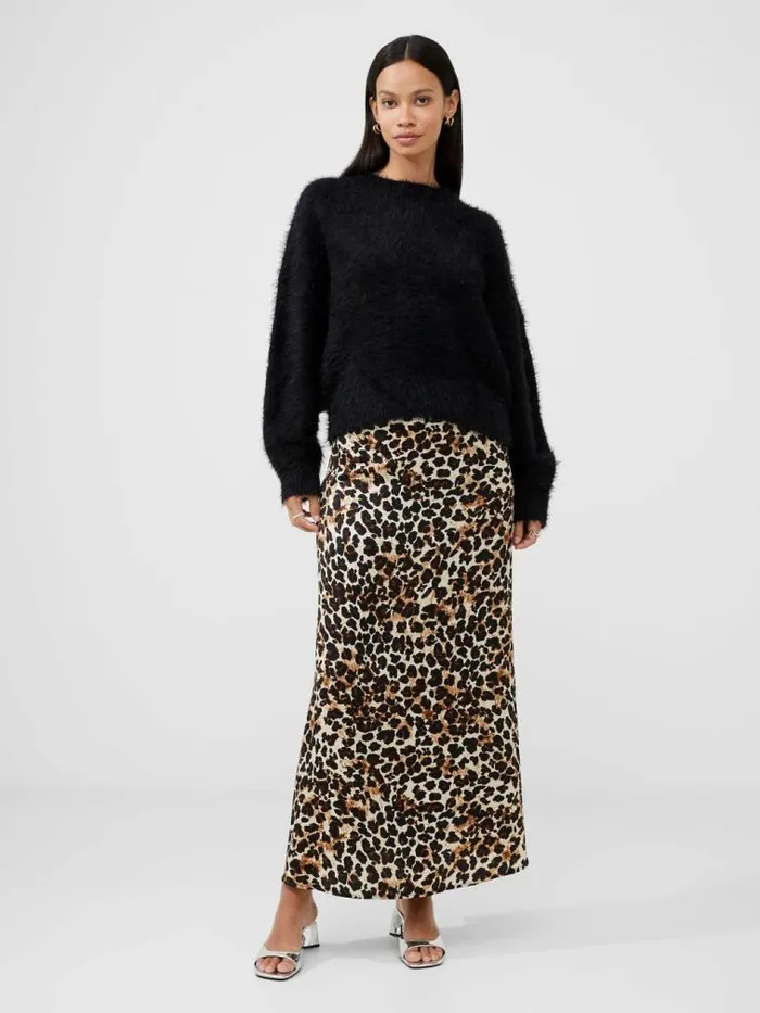 French Connection Meena Fluffy Boat Neck Jumper Blackout Women Jumpers and Cardigans