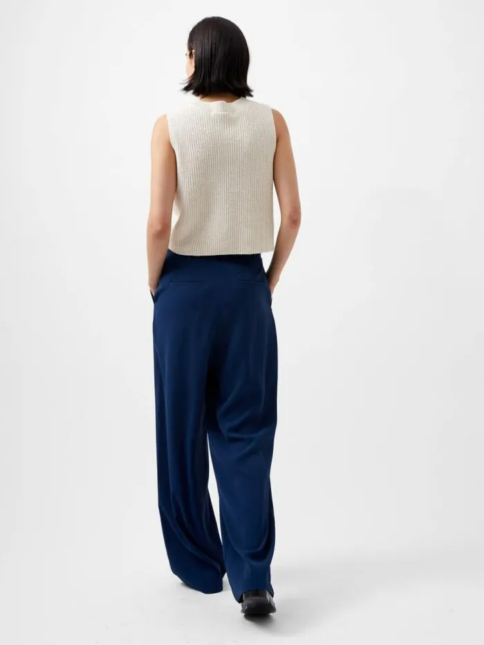 French Connection Mozart Knit Crew Neck Sleeveless Vest Light Oatmeal Mel Women Jumpers and Cardigans