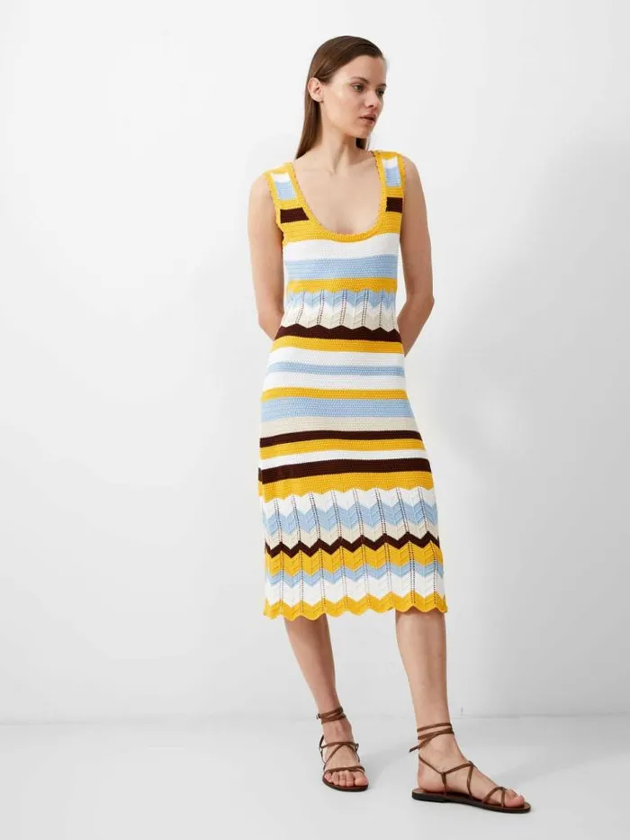 French Connection Nellis Cotton Striped Crochet Dress Bananacash Blue Mul Women Dresses French Connection Nellis Cotton Striped Crochet Dress Bananacash Blue Mul Women Dresses