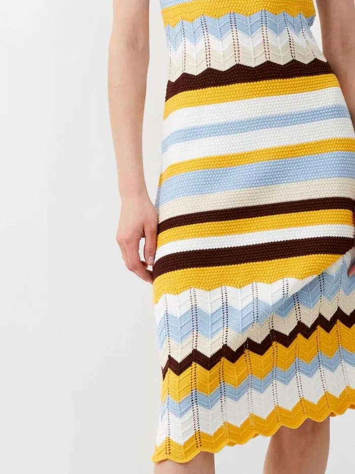 French Connection Nellis Cotton Striped Crochet Dress Bananacash Blue Mul Women Dresses