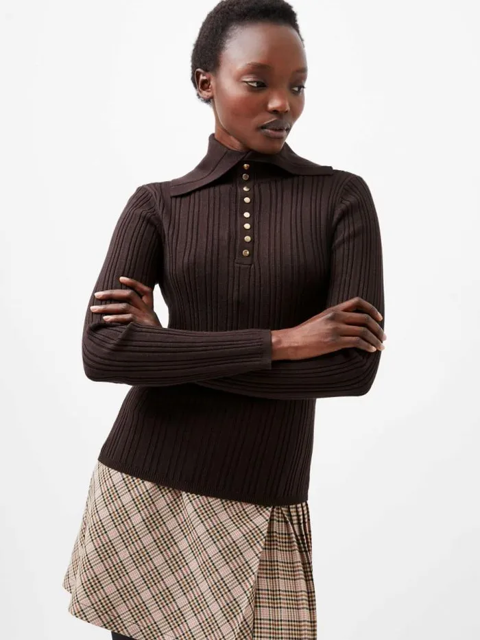 French Connection Nia Mari Long Sleeve Top Chocolate Ganache Women Jumpers and Cardigans French Connection Nia Mari Long Sleeve Top Chocolate Ganache Women Jumpers and Cardigans