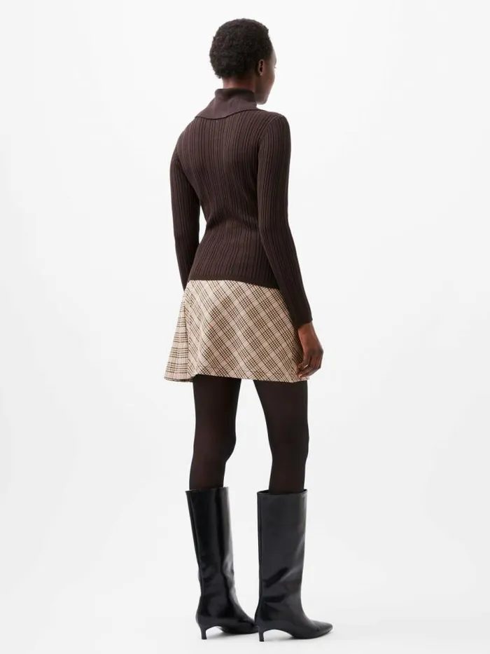 French Connection Nia Mari Long Sleeve Top Chocolate Ganache Women Jumpers and Cardigans
