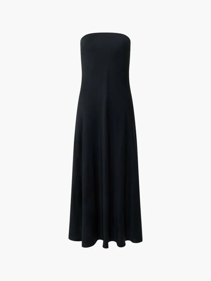 French Connection Oona Satin Bandeau Midi Dress Black Women Dresses