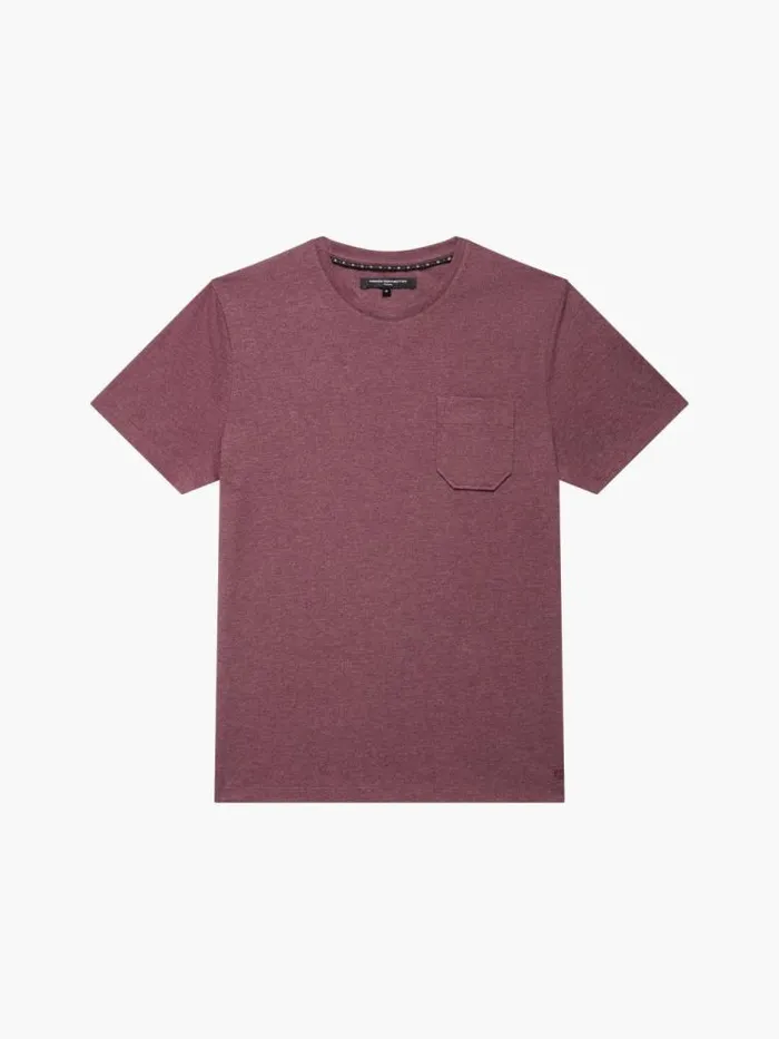 French Connection Organic Pocket TShirt Burgandy Mel Men TShirts and Polo Shirts