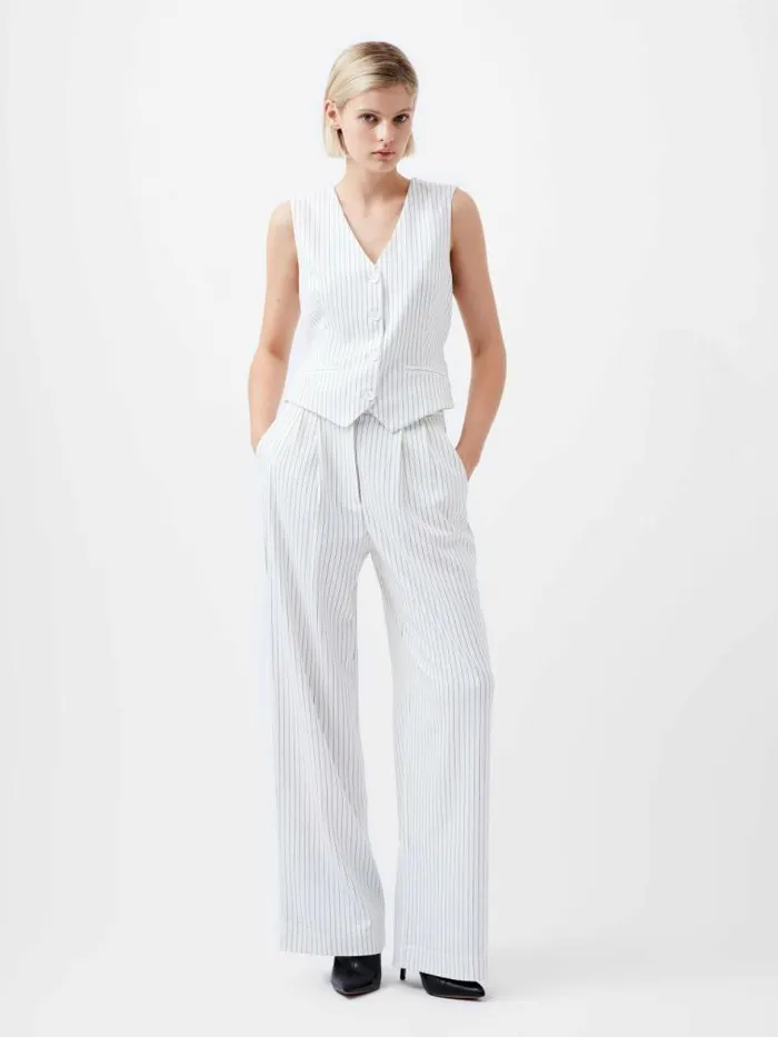 French Connection Pinstripe High Waisted Trousers Whiteblack Women Trousers