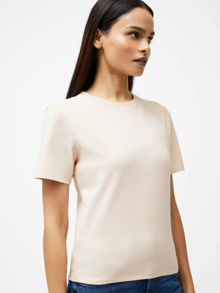 French Connection Rallie Cotton Crew Neck TShirt Peach Blush Women Tops