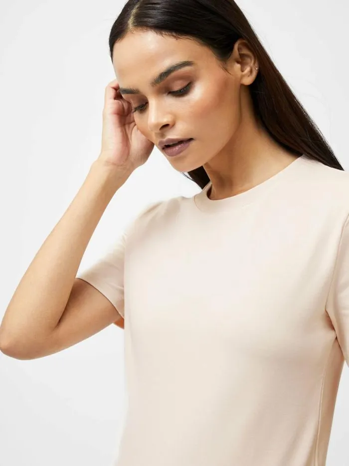 French Connection Rallie Cotton Crew Neck TShirt Peach Blush Women Tops