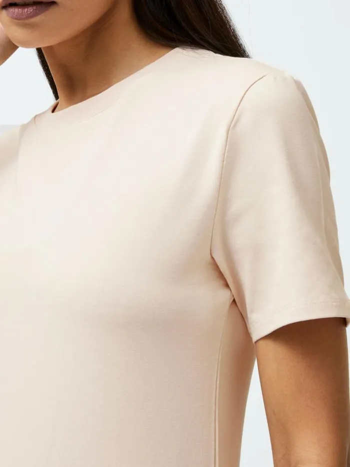 French Connection Rallie Cotton Crew Neck TShirt Peach Blush Women Tops