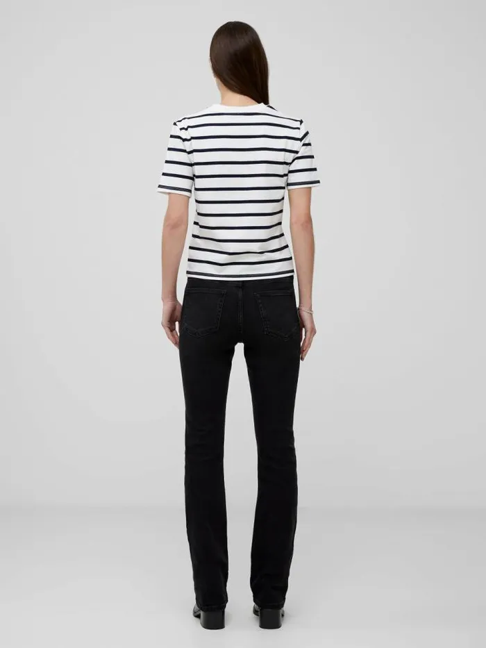 French Connection Rallie Cotton Stripe Short Sleeve TShirt Stripe S Whitemarin Women Tops