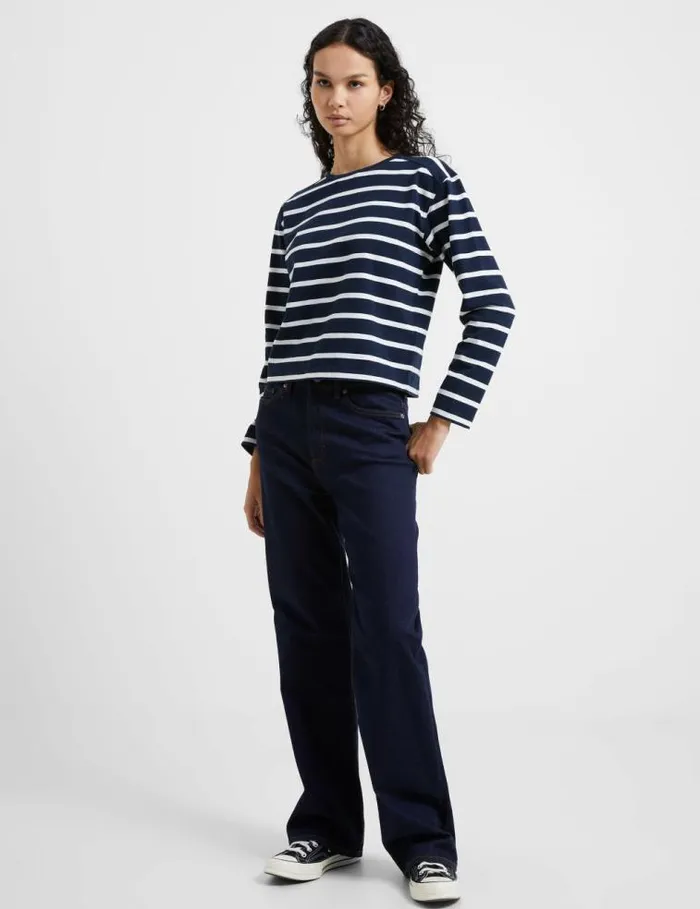 French Connection Rallie Stripe Slash Neck Top Stripe Marinewhite Women Tops